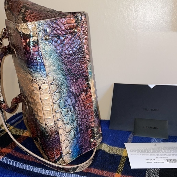 Brahmin women’s purse satchel bag croc bag aubree reptilian ombré Melbourne - Picture 3 of 7